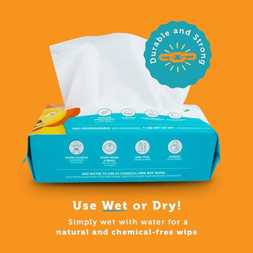 100% Pure Cotton Dry Wipes | 1200 Count | Use Wet or Dry | Soft & Sensitive | - Image 2