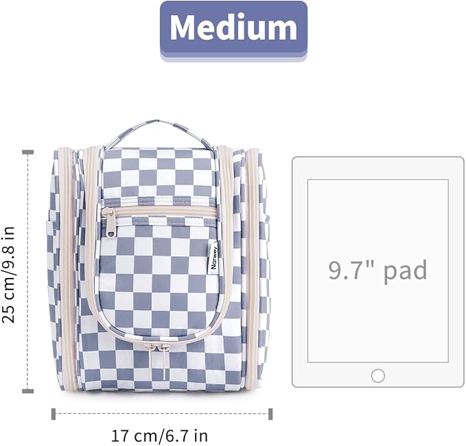 Narwey Small Checkered Hanging Travel Toiletry Bag - Image 8
