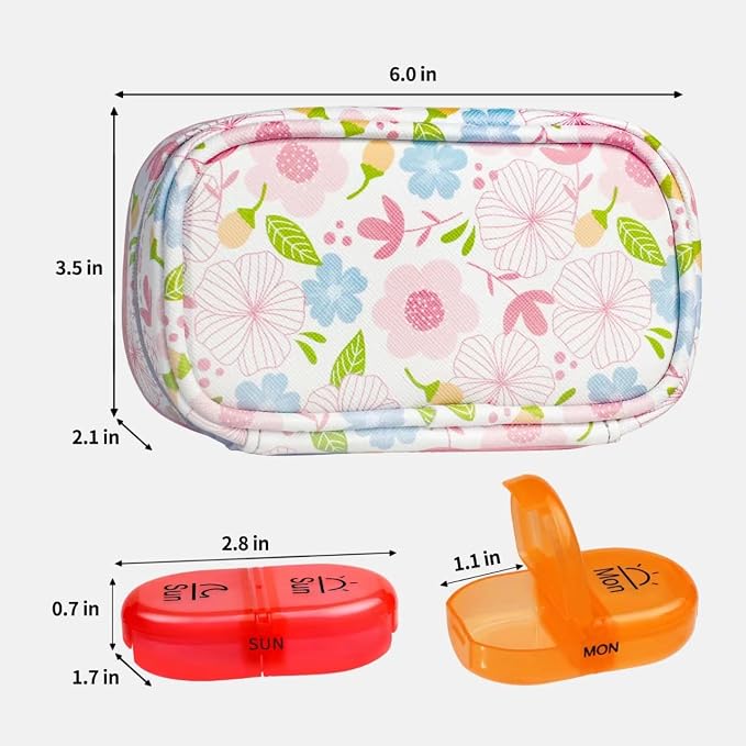 Serfeymi Weekly Travel Pill Organizer 2 Times A Day AM PM Upgraded Rainbow Pill - Image 2