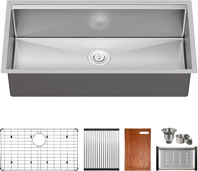 36 Inch Workstation Kitchen Sink, TECASA Undermount Deep Single Bowl, 16 Gauge - Image 8
