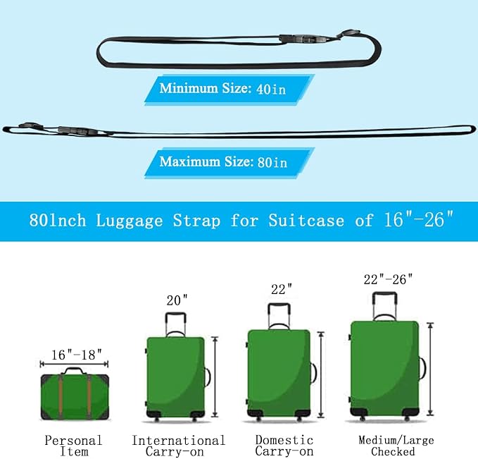 2Pcs Luggage Straps for Suitcase Travel Accessories TSA Approved, 80In Long - Image 4