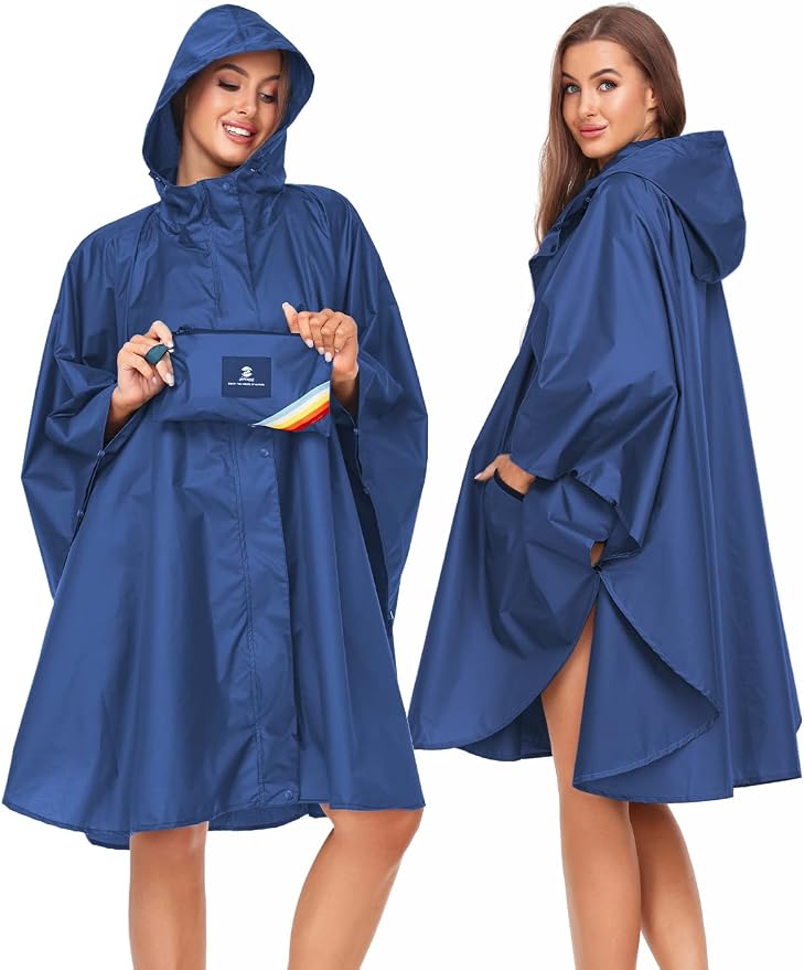 SaphiRose Unisex Rain Poncho Hooded Waterproof Raincoat - Image 2