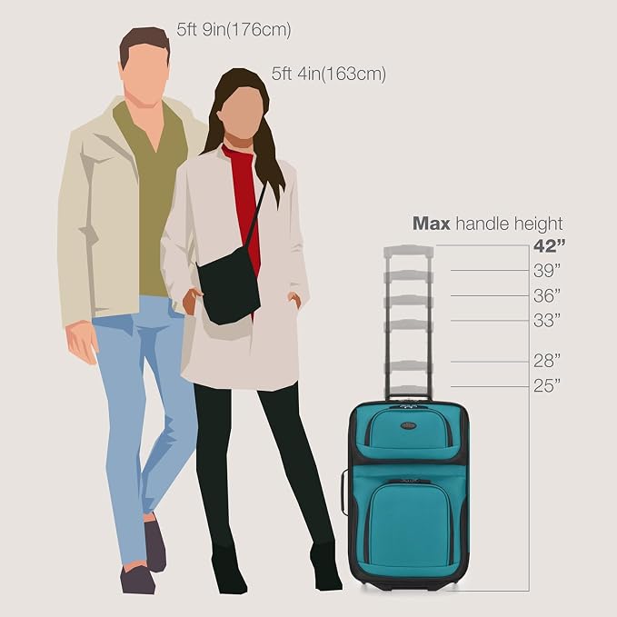 U.S. Traveler Lightweight Rolling 20" Carry On Luggage Softside Suitcase - Image 8
