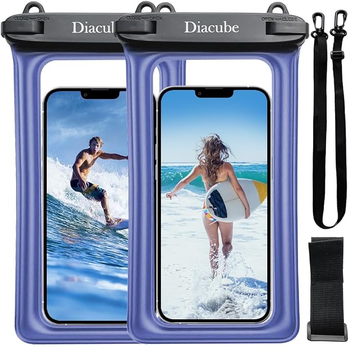 2-Pack Waterproof Phone Pouch, Universal IPX8 Floating Waterproof Case by DIACUBE