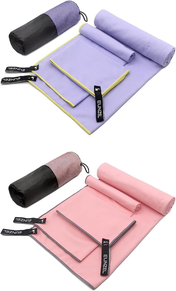 Eunzel 2 Pack Quick Dry Camping Towel, Microfiber Travel Towel 3 Size at 1 Pack by EUNZEL