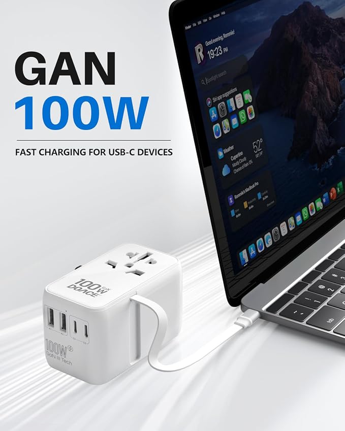 DOACE Universal Travel Adapter, 100W GaN 3.0 International Power Adapter - Image 2
