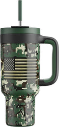 40 oz Camo Tumbler with Handle, 2-in-1 Straw and Sip Lid, Dishwasher Safe by POWCAN
