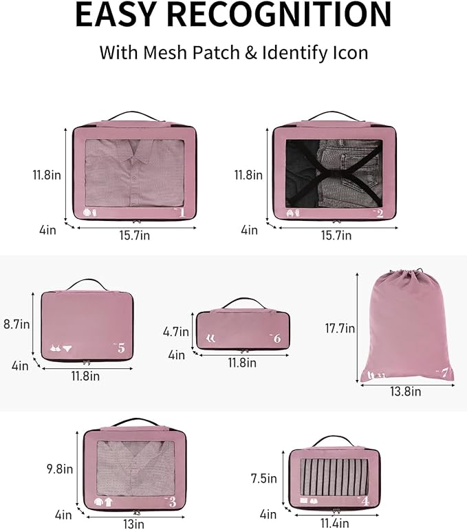 ECOHUB 7 Set Packing Cubes Tear-Resistant Luggage Packing Organizers - Image 6