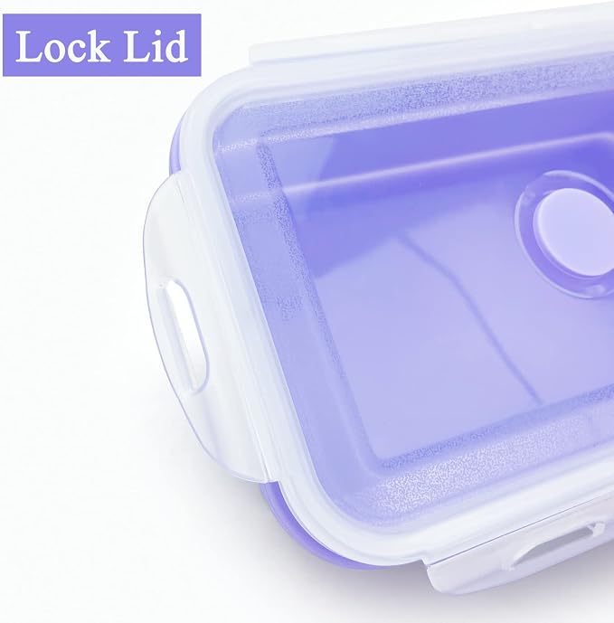 Purple Collapsible Sandwich Container, Silicone Lunch Container Bento Box - Image 7