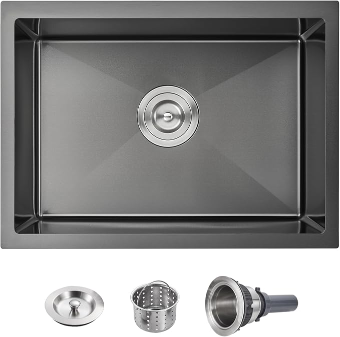POPFLY 23×18 Inch Undermounter Kitchen Sink, 18 Gauge Stainless Steel Handmade by POPFLY