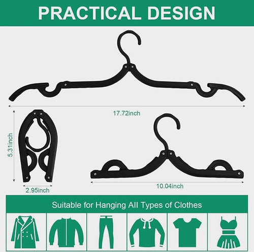 12 PCS Black Portable Folding Clothes Hangers, Non-Slip Folding Hangers - Image 2