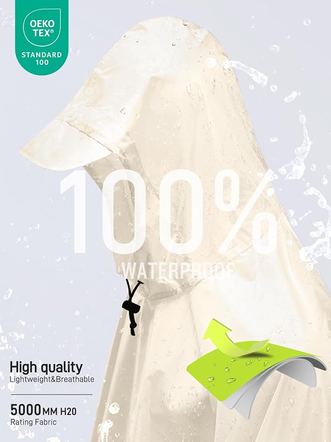 SaphiRose Hooded Rain Poncho Waterproof Raincoat Jacket - Image 3