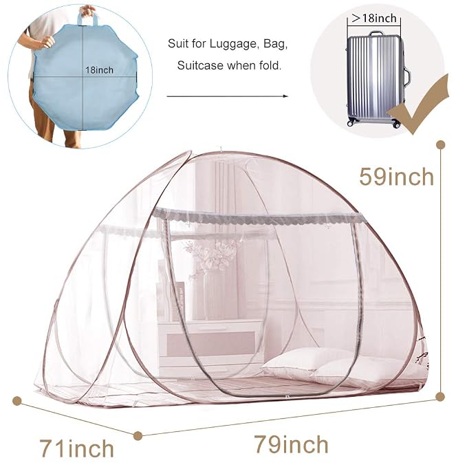 Portable Pop-Up Brown Mosquito Net Tent - Image 2