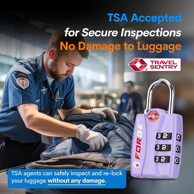 Forge Luggage Locks TSA Approved 2 Pack Purple, Small Combination Lock - Image 2