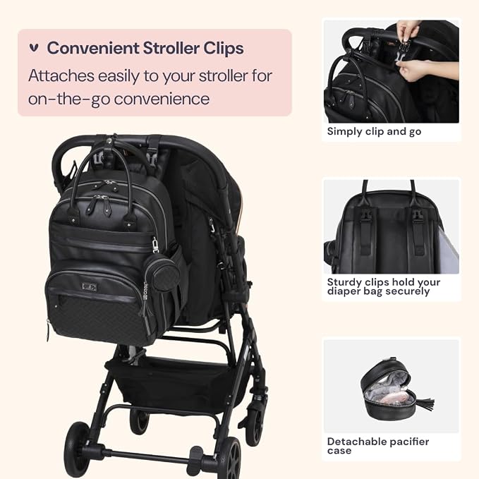 BabbleRoo Leather Diaper Bag Backpack - Image 6