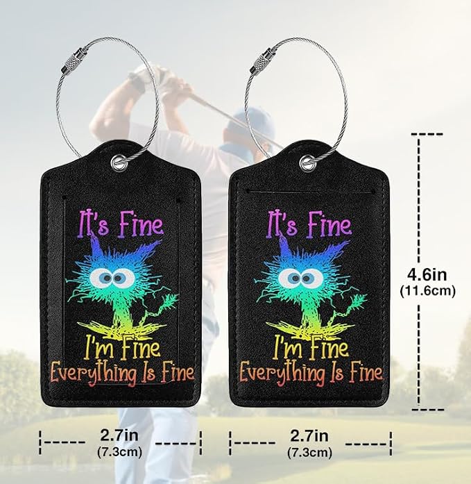 2 Pack Luggage Tags for suitcases Cute Funny I'm Fine It's Fine Color Luggage - Image 2