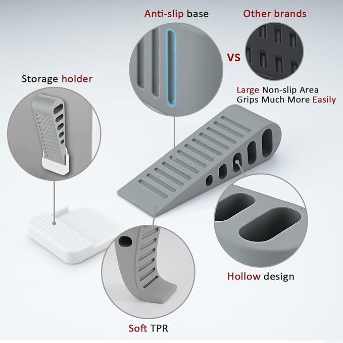 JQK Rubber Door Stopper Wedge, Wooden Floor, DSB61-GY-P4 - Image 5