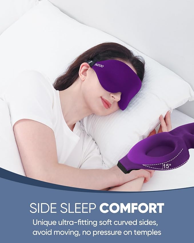 MZOO Sleep Eye Mask for Side Sleeper Men Women, Zero Eye Pressure 3D Sleeping - Image 3