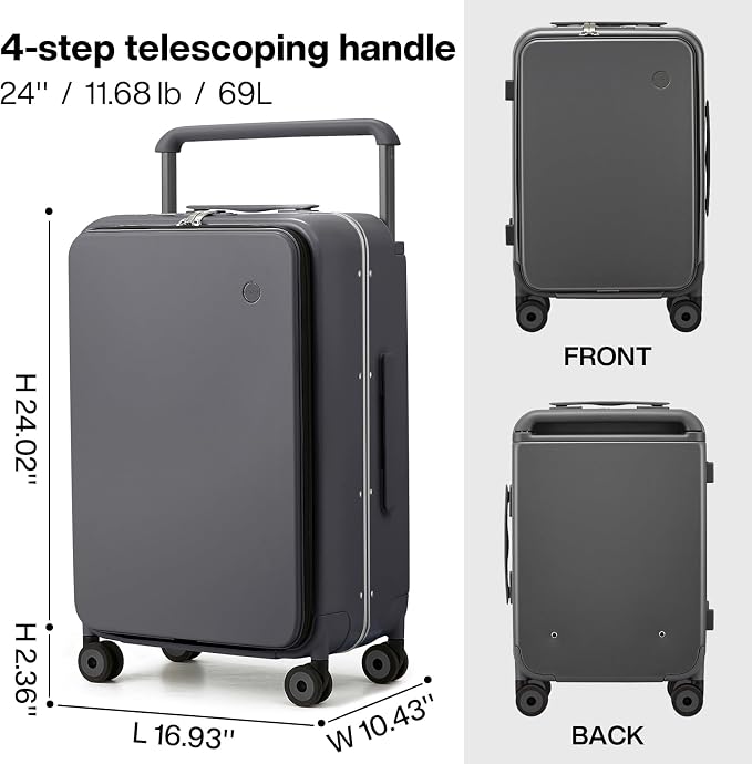 mixi Checked Luggage Wide Handle Luxury Design Rolling Travel Suitcase PC - Image 6