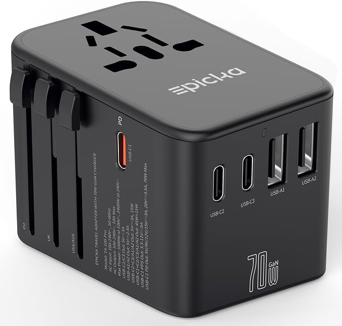 EPICKA Universal Travel Adapter, GaN International Plug Adapter by EPICKA