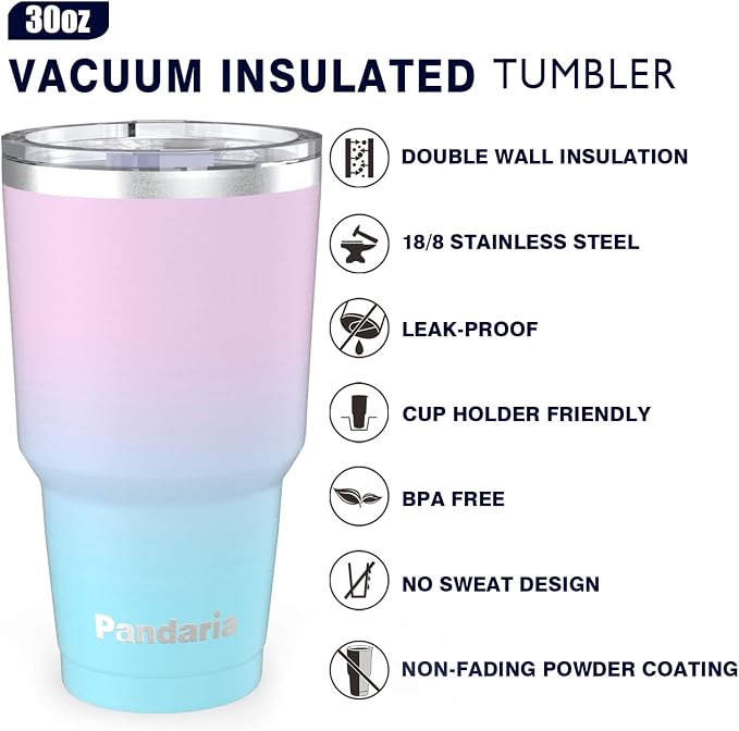 30 oz Leak Proof Tumbler with Straw, Stainless Steel Vacuum Insulated Tumbler - Image 5