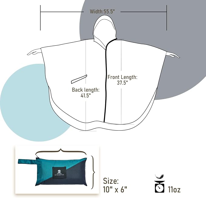 SaphiRose Rain Poncho Jacket Coat Hooded - Image 7