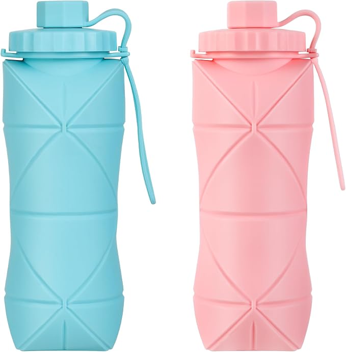 YCT Collapsible Silicone Travel Water Bottle 20oz, Reuseable Leakproof BPA Free by YCT