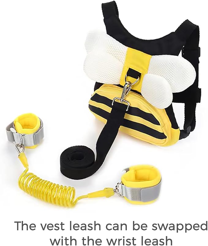 PandaEar 3 in 1 Toddler Harness Leashes + Anti Lost Wrist Link, Kids Bee Safety - Image 2