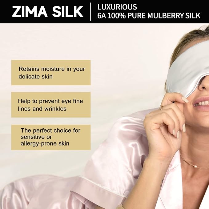 ZIMASILK Adjustable 22 Momme 100% Mulberry Silk Sleep Mask, 3D Contoured Cup - Image 4