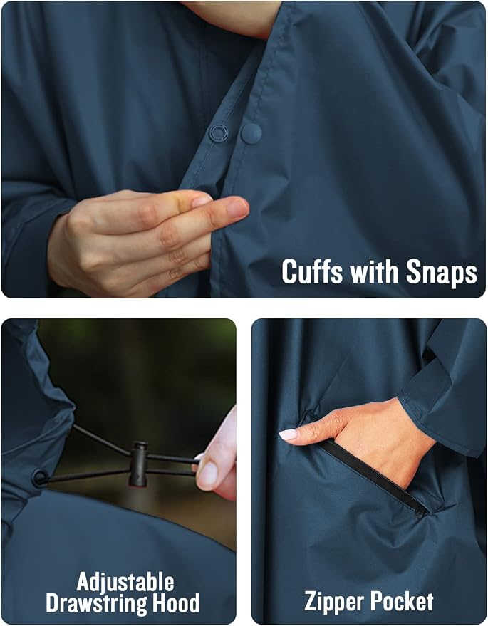 SaphiRose Unisex Rain Poncho Hooded Waterproof Raincoat - Image 5
