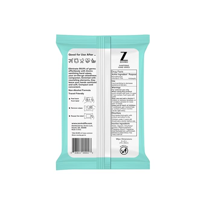 Zoviro Hand Sanitizer Wipes, Moisturizing - Image 8