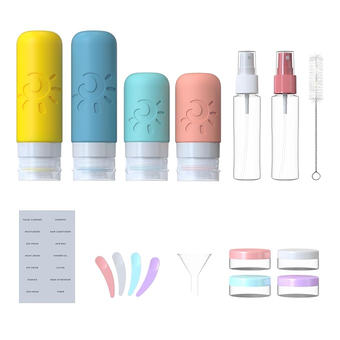 18 Pack travel Bottles for Toiletries, TSA Approved Silicone Travel Containers - Image 2