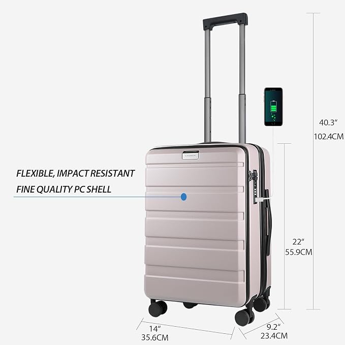 KROSER Carry On Luggage with Spinner Wheels & Built-in TSA Lock, Expandable Top - Image 2