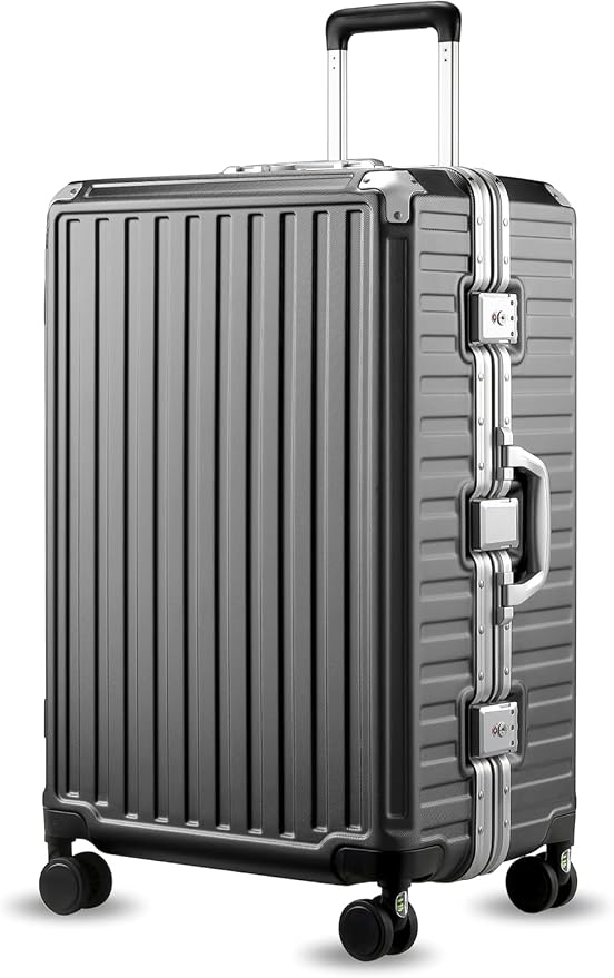 LUGGEX Checked Suitcase with Spinner Wheels, 28 Inch Aluminum Frame Zipperless by LuggeXLUGGAGE