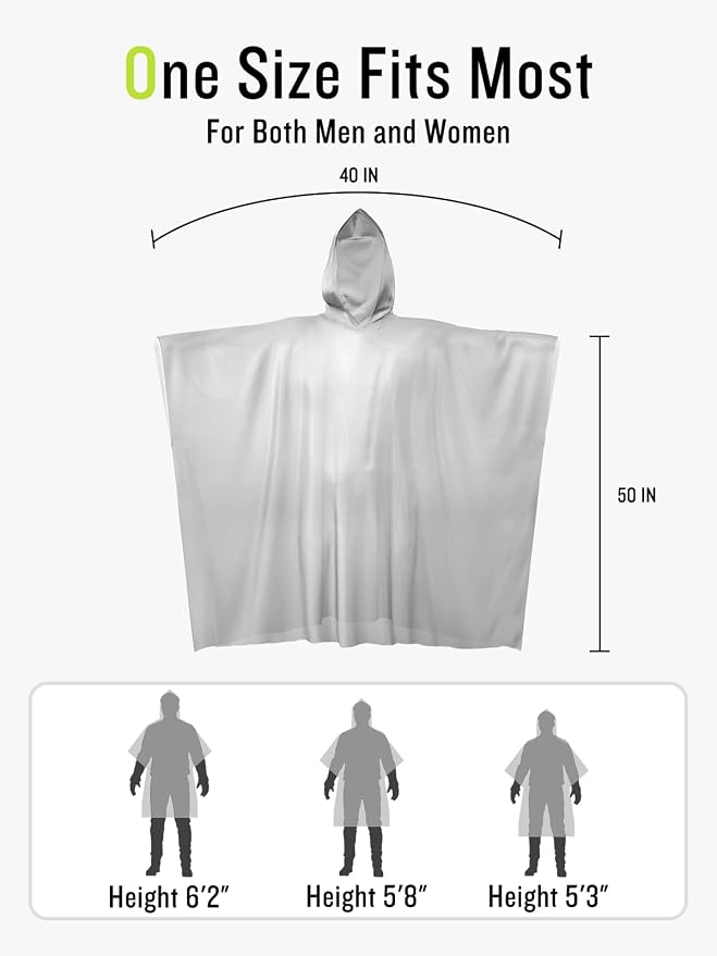 SaphiRose Disposable Rain Ponchos Emergency Clear Poncho - Image 6