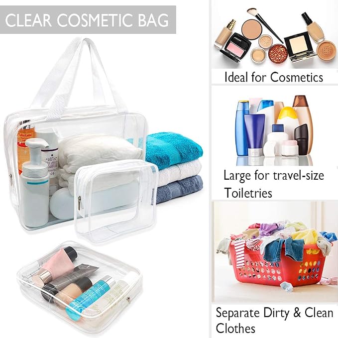 APREUTY Clear Makeup Bags, TSA Approved 6Pcs Cosmetic Makeup Bags Set Clear PVC - Image 2