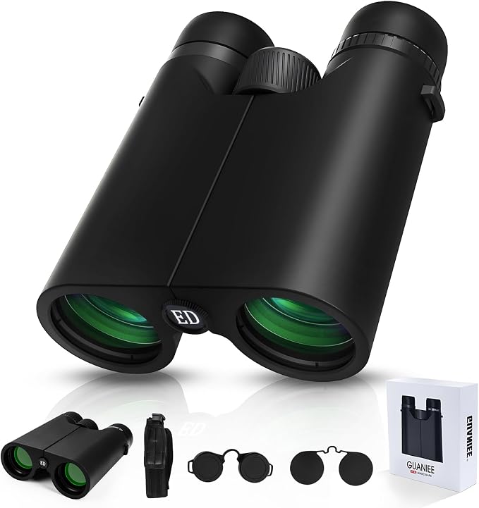 10x42 Binoculars for Adults High Powered Compact Binoculars by GUANIEE