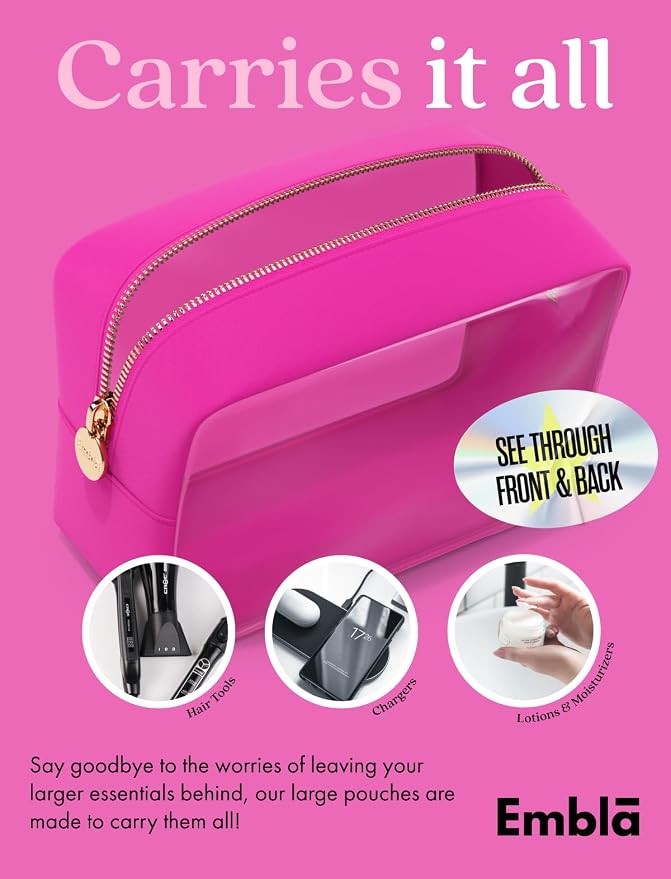 Clear Makeup Bag Zipper Pouch, Transparent Cosmetic Case Organizer, TSA - Image 4