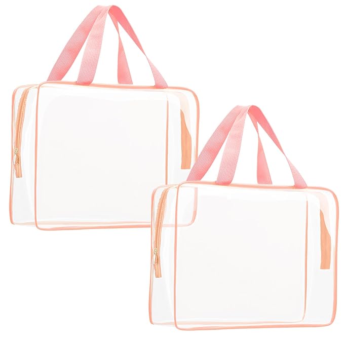 2Pcs Crystal Clear PVC Travel Toiletry Bag Kit by ROYBENS