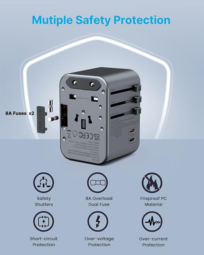 Universal Travel Adapter, VINTAR 35.5W International Power Adapter - Image 5