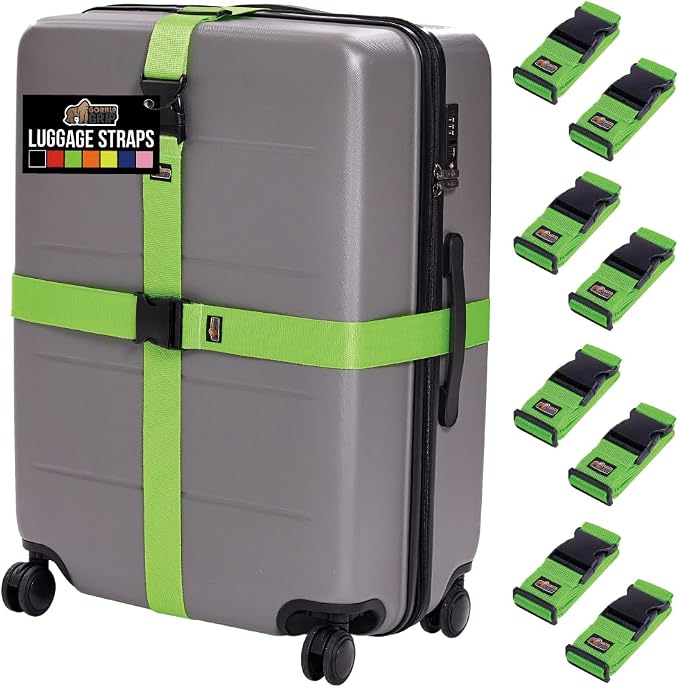 GORILLA GRIP Heavy Duty 8 Pack Adjustable Luggage Straps by GorillaGrip