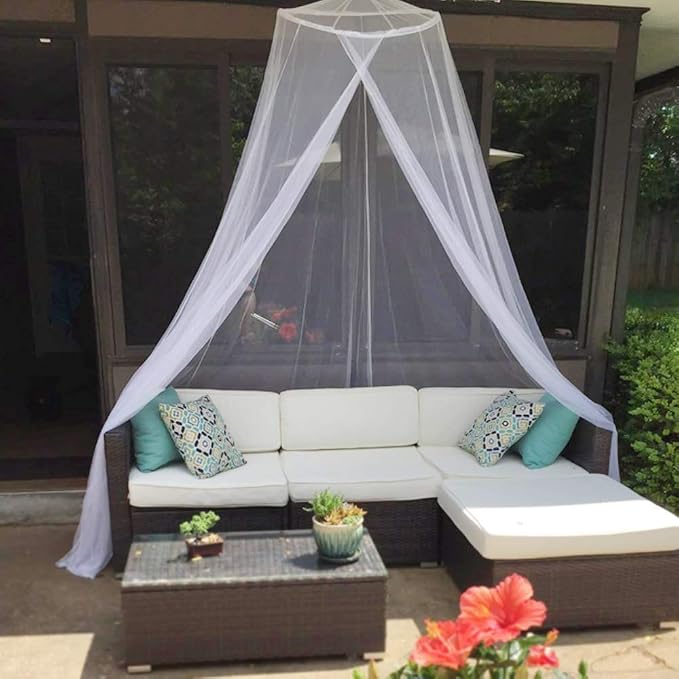 Mosquito Net for Bed, Large White Bed Canopy for Girls, Hanging Bed Net - Image 2