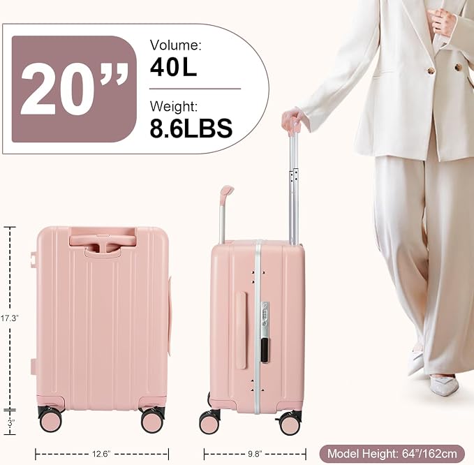MRPLUM Carry On Luggage Double Handle Suitcase - Image 2
