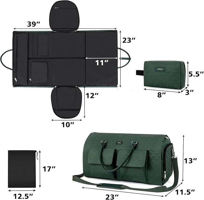 Garment Bag for Travel With Toiletry Bag Convertible Carry On Weekender Bag - Image 7