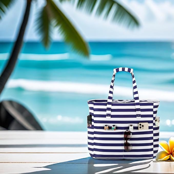 LEDAOU Beach Bag Waterproof Sandproof Women Tote Bag Pool Bag - Image 8