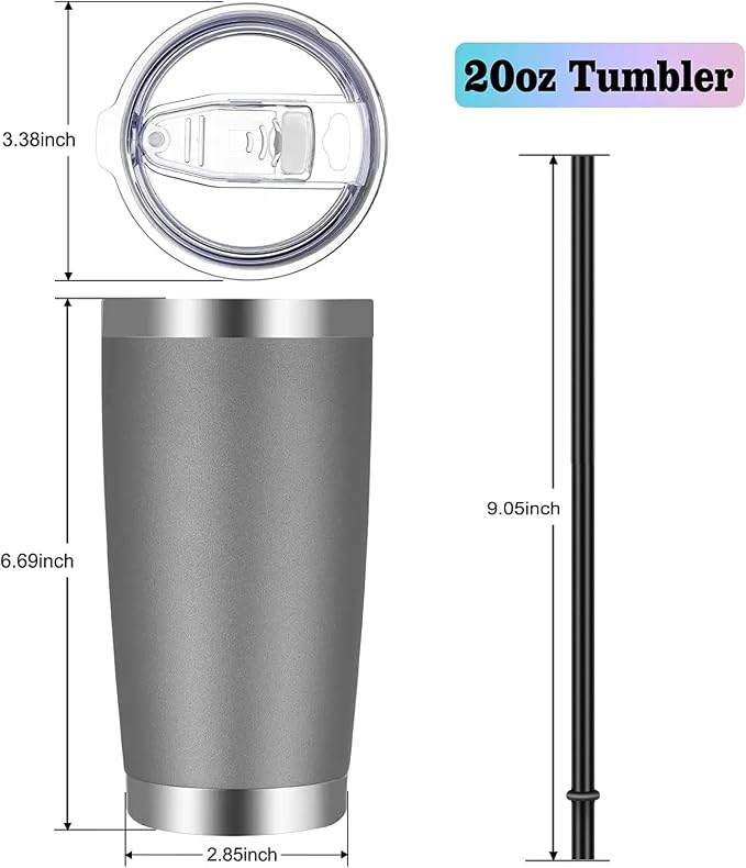 VEGOND 20oz Tumbler with Lid and Straw Stainless Steel Tumbler Cup Vacuum - Image 4