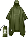 SaphiRose Extra Thick Hooded Rain Poncho Double Layer Waterproof Raincoat Jacket by SaphiRose