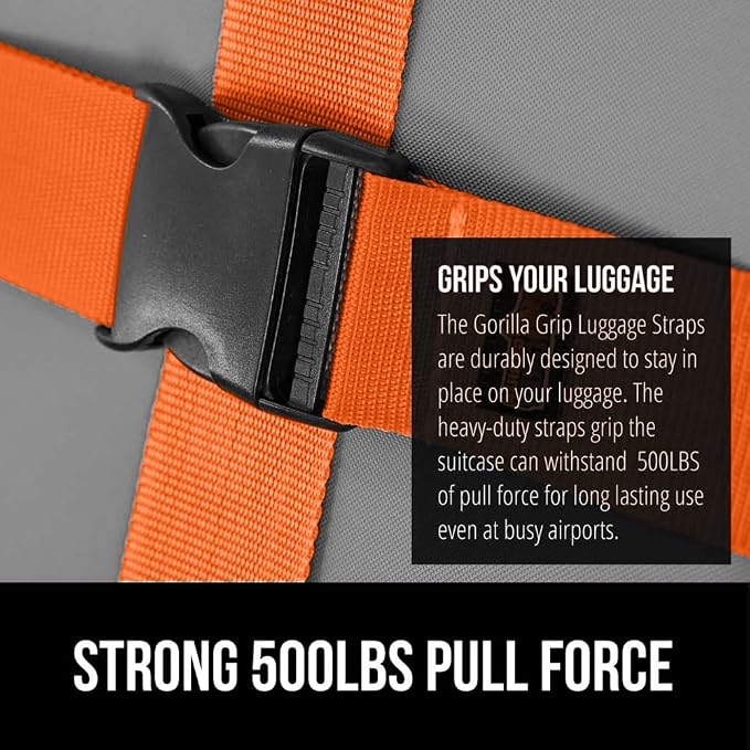 GORILLA GRIP Heavy Duty 4 Pack Adjustable Luggage Straps - Image 3