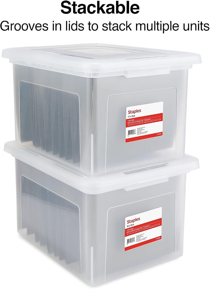 STAPLES Hanging File Folder Box, Storage Bin Organizer, Snap Lid, Letter & - Image 5