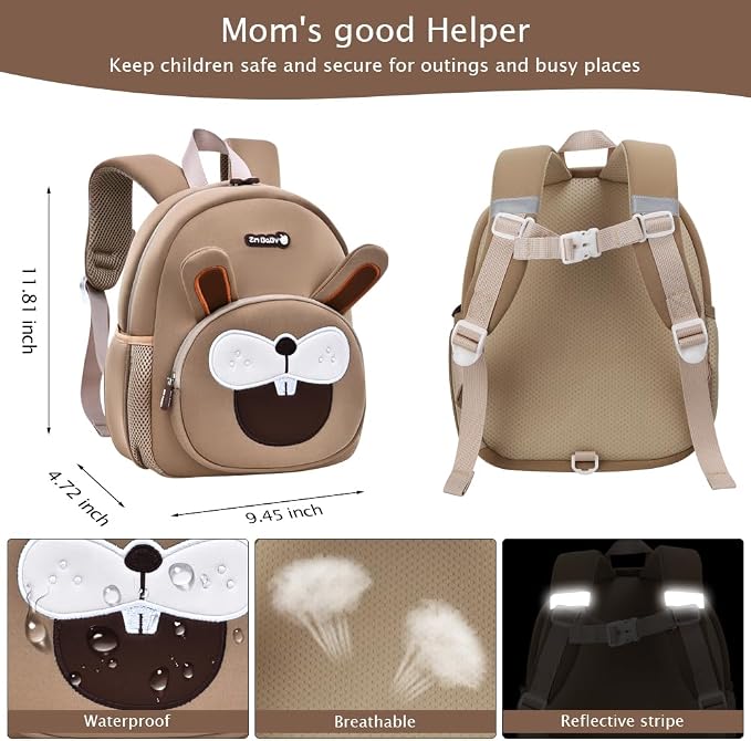 Padgene Toddler Backpacks Kids Preschool Backpack Waterproof Neoprene Animal - Image 4